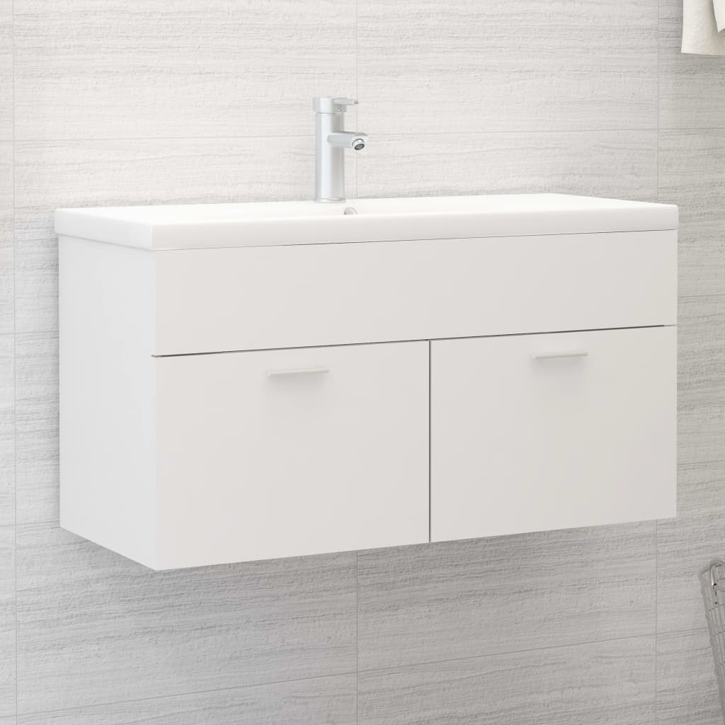 Mobile Con Lavabo Integrato Bianco In Legno Multistrato