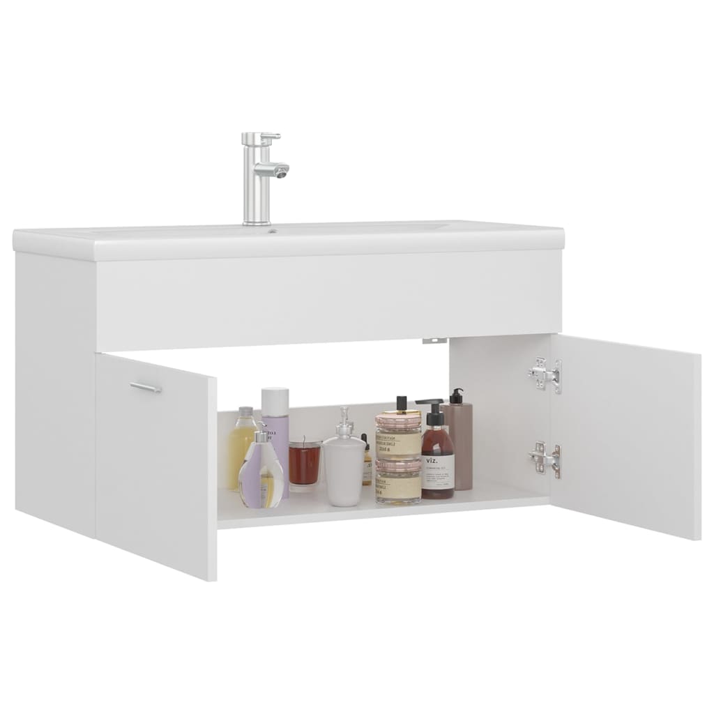 Mobile Con Lavabo Integrato Bianco In Legno Multistrato - Image 5