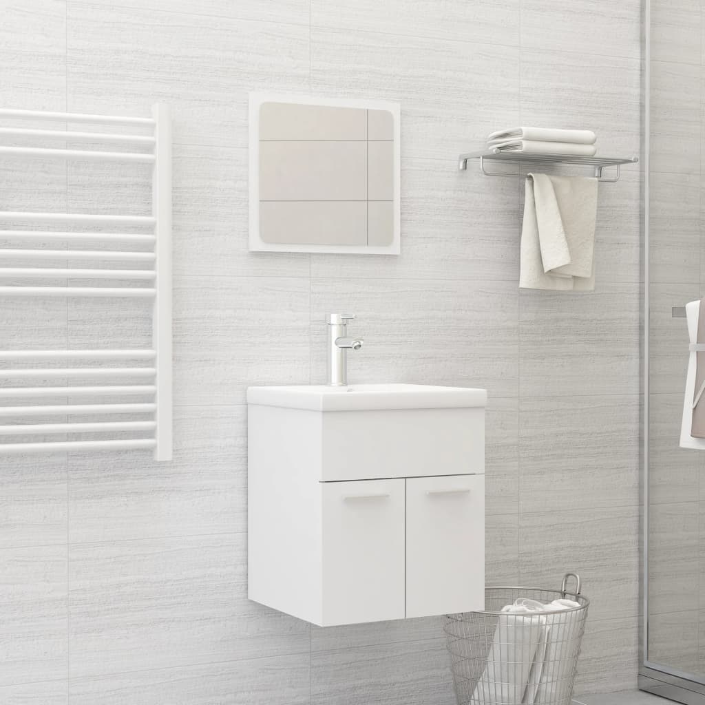 Set Mobili Da Bagno Bianco In Legno Multistrato