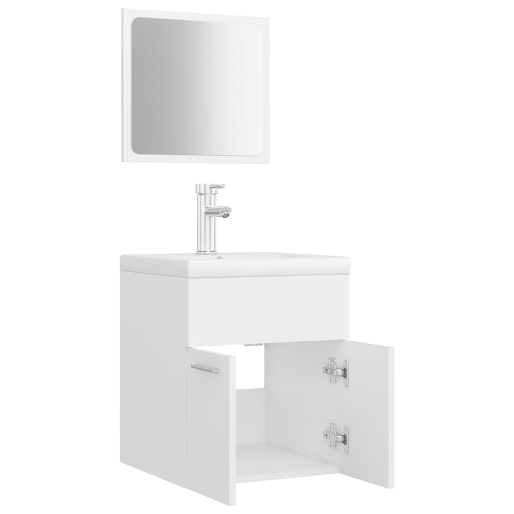 Set Mobili Da Bagno Bianco In Legno Multistrato - Image 4