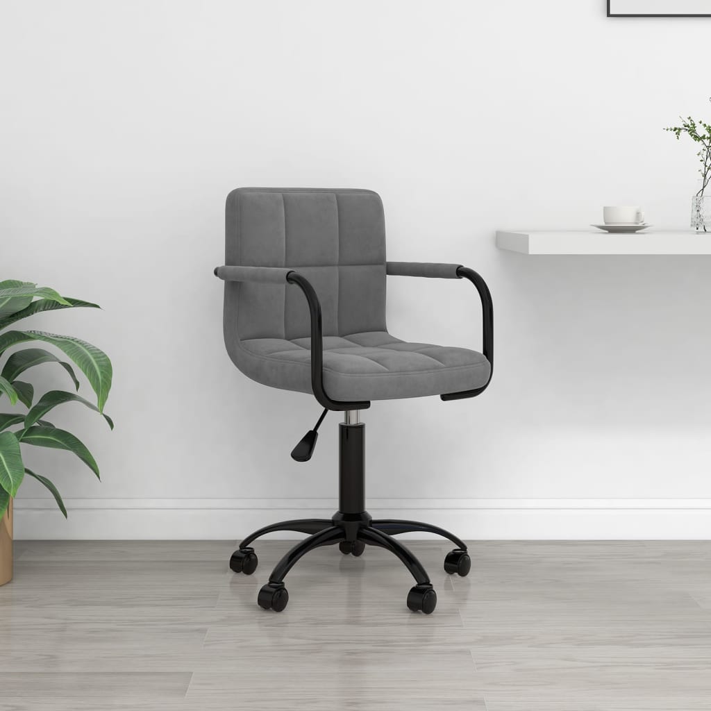 Sedia Da Ufficio Girevole Grigio Scuro In Velluto
