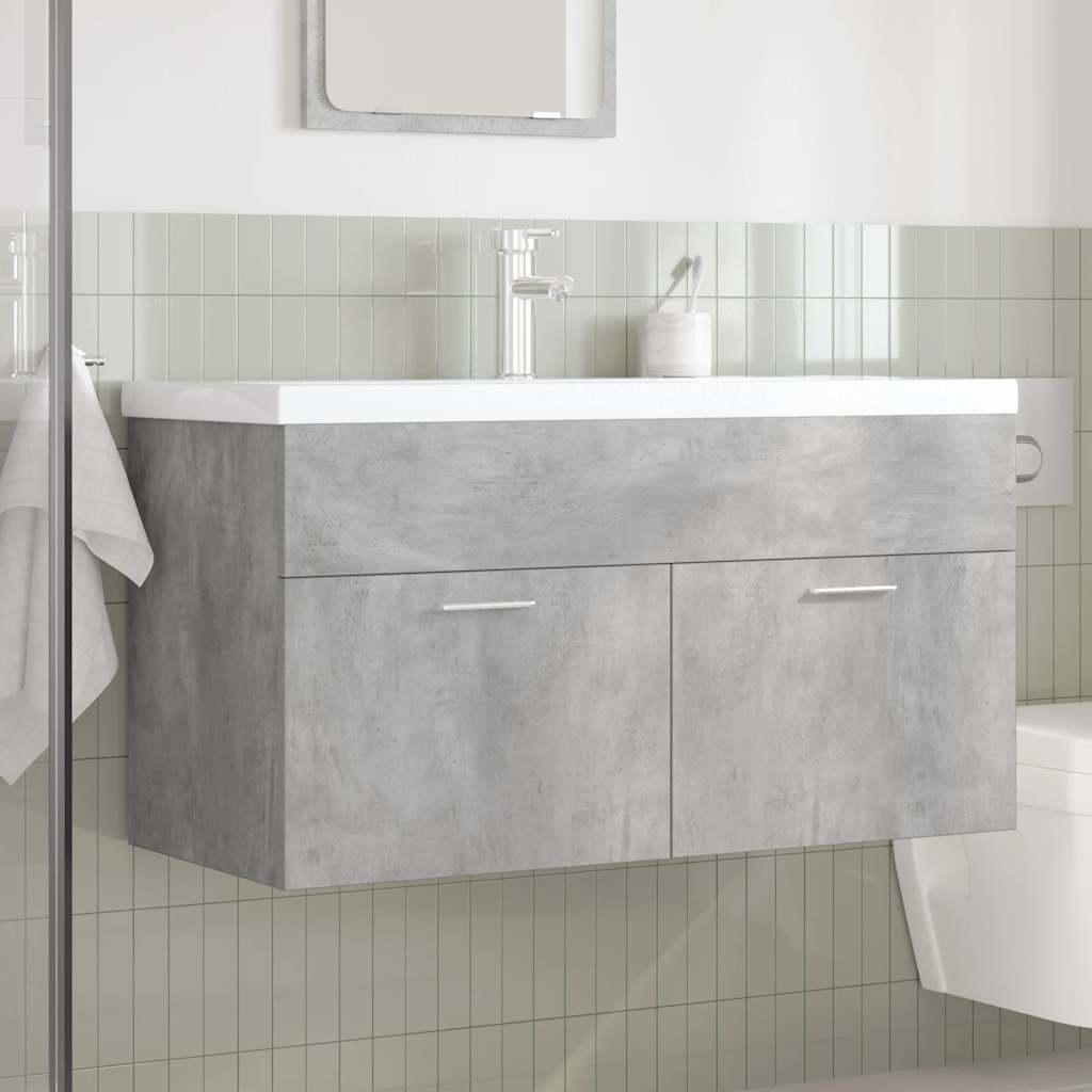 Mobile Da Bagno Con Lavabo Integrato E Rubinetto Grigio Cemento