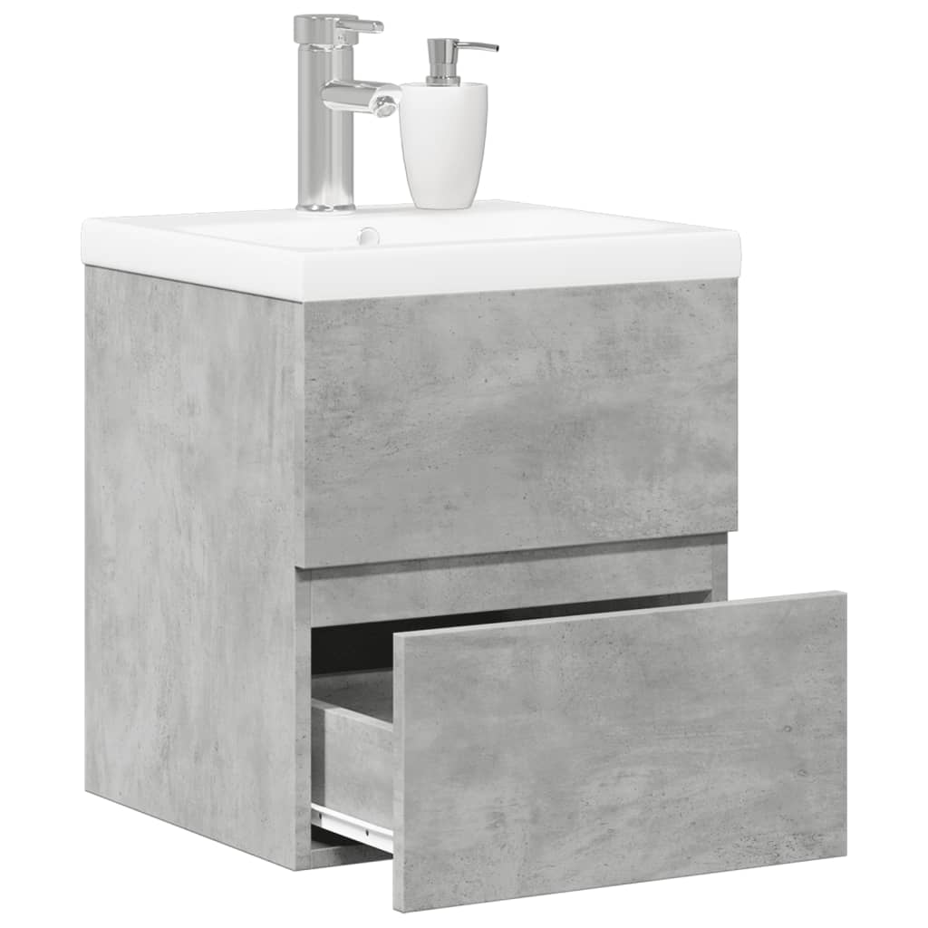 Set Mobili Da Bagno 2 Pz Grigio Cemento In Legno Multistrato