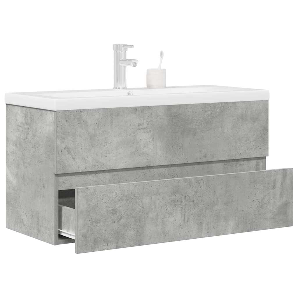 Set Mobili Da Bagno 2 Pz Grigio Cemento In Legno Multistrato