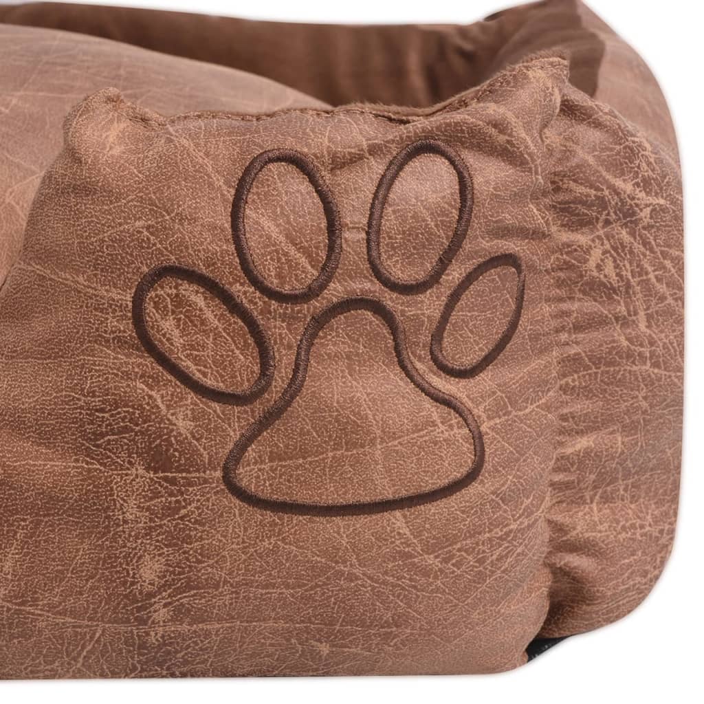 Cuccia Per Cani Con Cuscino Imbottito Pelle Sintetica Taglia M Beige - Image 3
