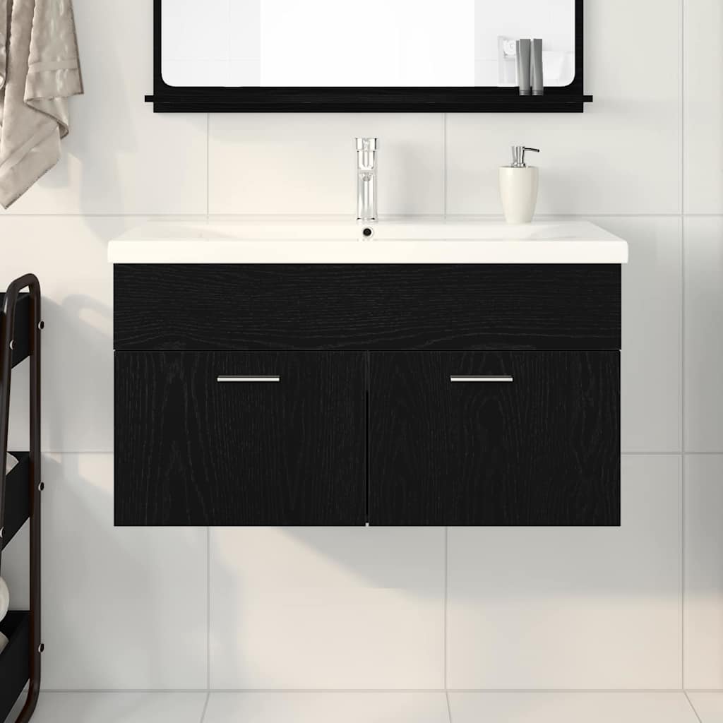 Mobile Da Bagno Rovere Nero 90 X 38,5 X 46 Cm Legno Multistrato - Image 4