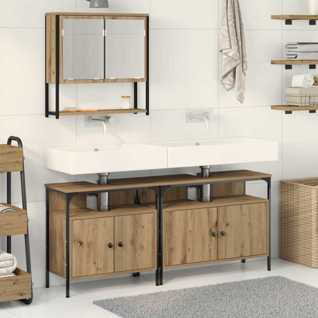 Set Di Mobili Per Il Bagno 3 Pcs Marrone Legno Multistrato