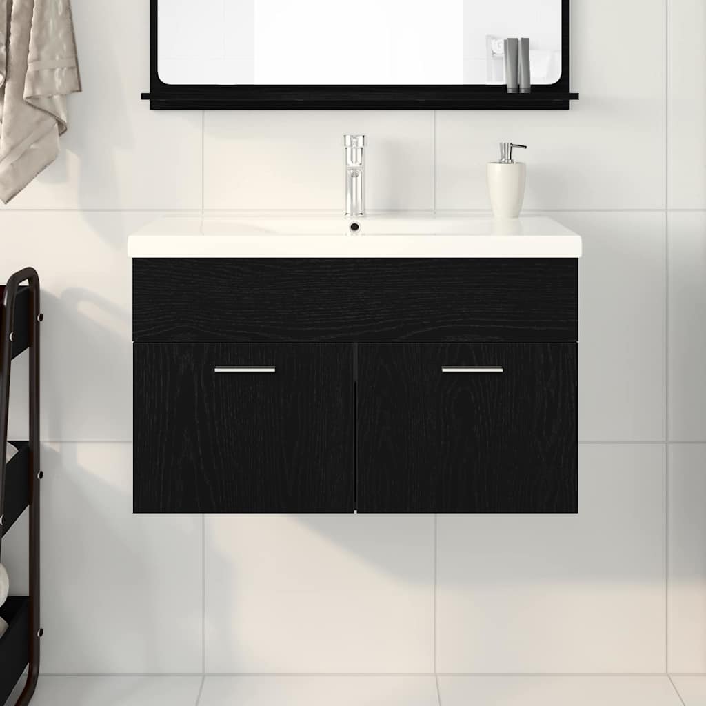 Mobile Da Bagno Rovere Nero 80 X 38,5 X 46 Cm Legno Multistrato - Image 4