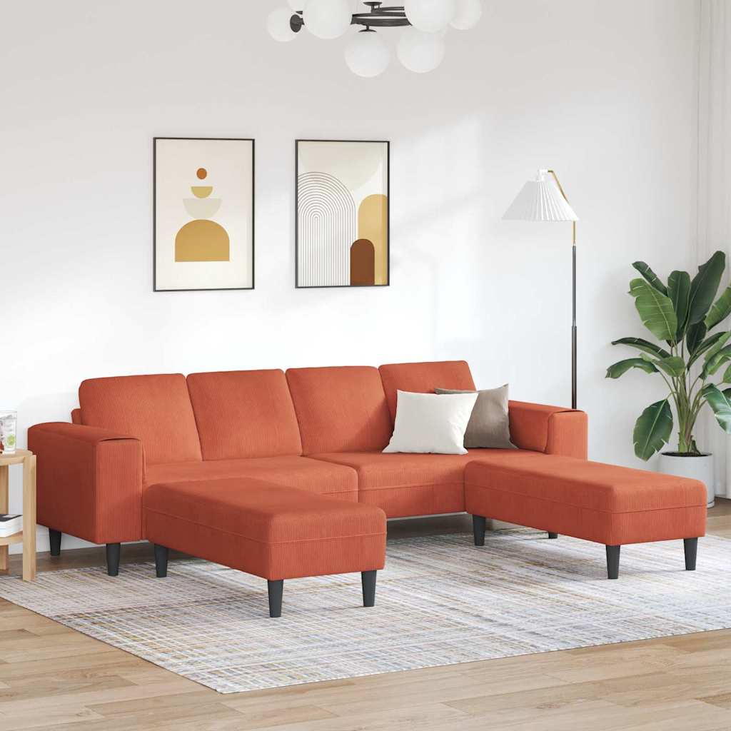 Divano In Tessuto Con Cuscino Rosso Arancio 208 cm