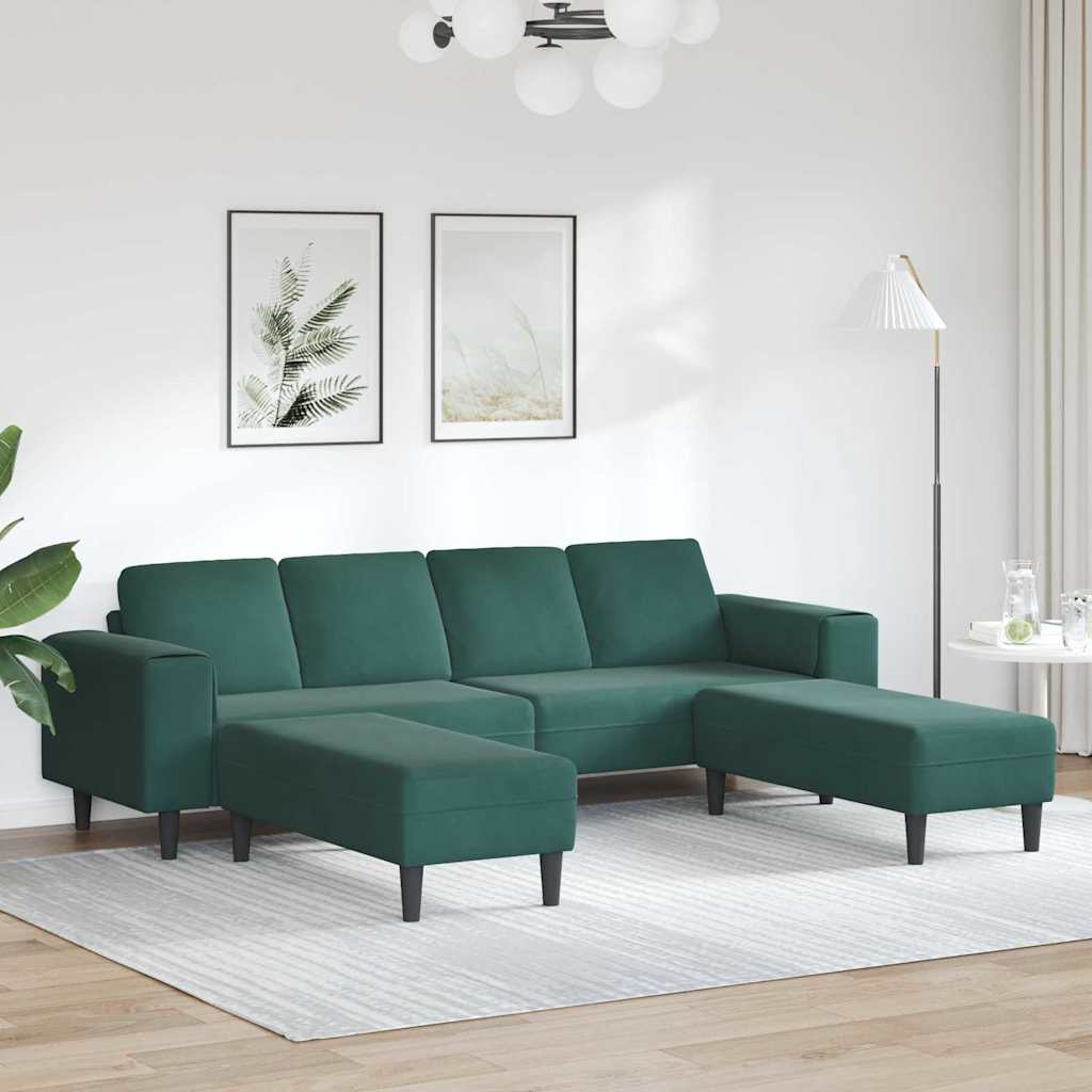 Set Di Divani Verde Scuro Velluto
