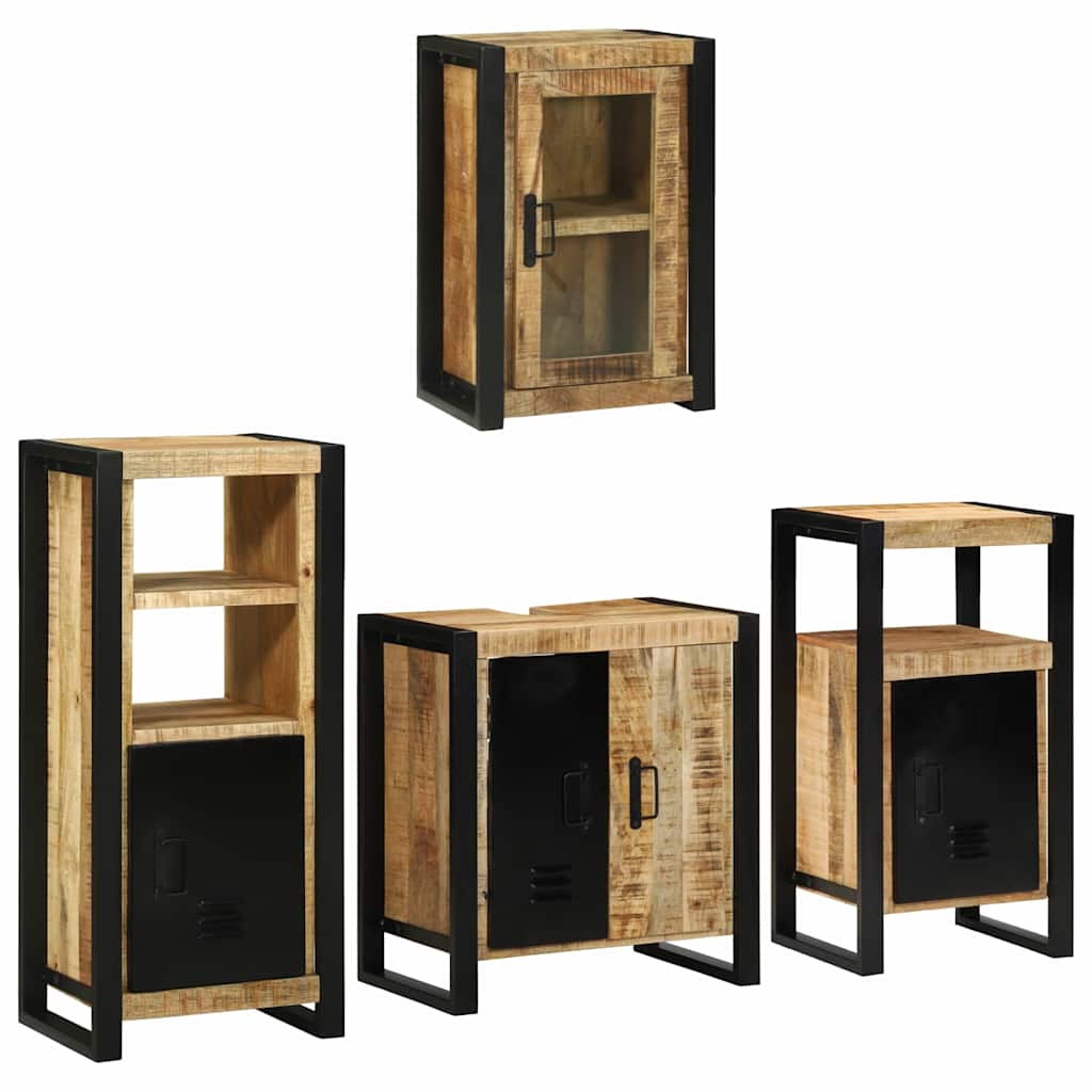 Set Di Mobili Per Il Bagno 4 Pcs Legno Di Mango Massello