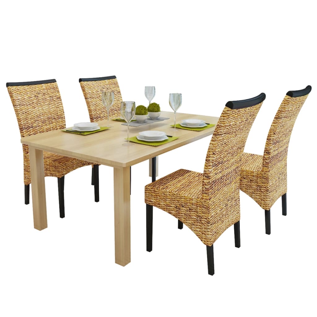 Sedie Da Pranzo 4 Pz In Legno Massello Di Mango E Abaca