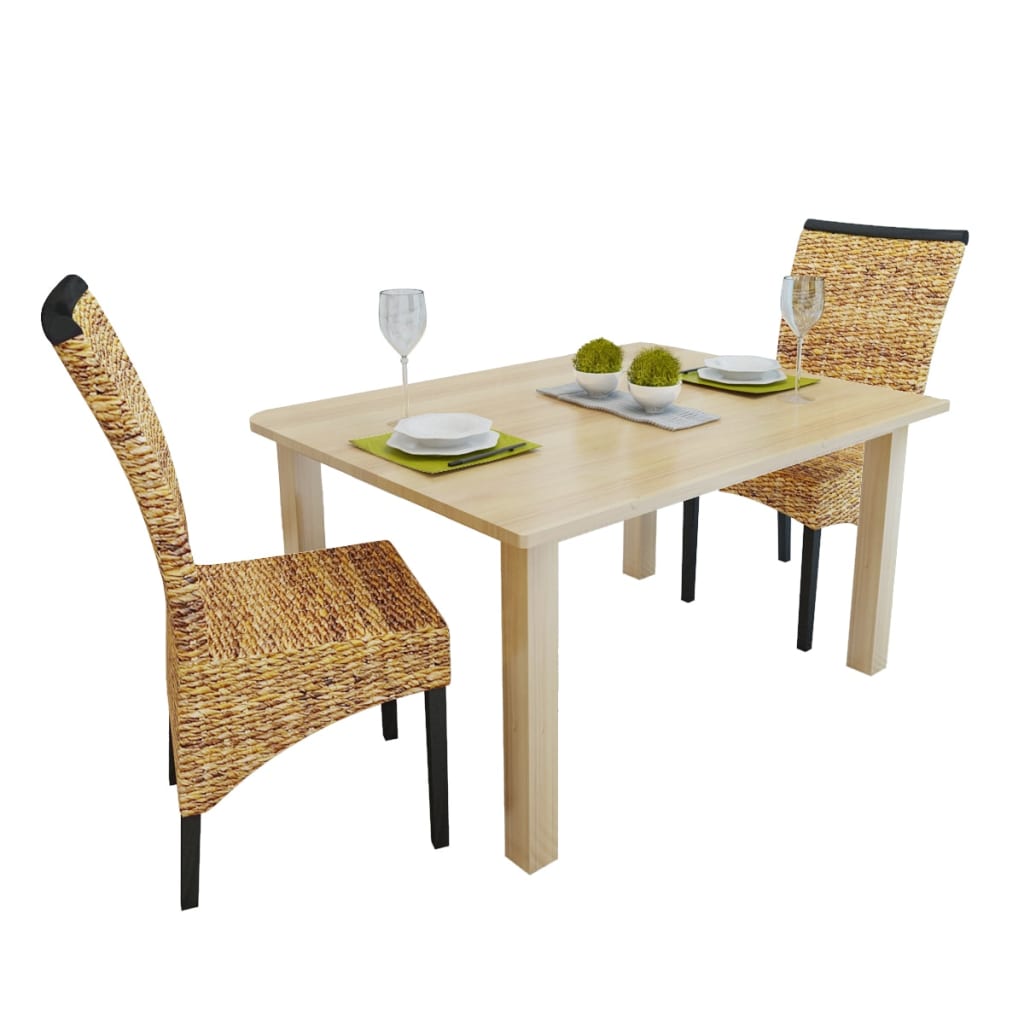 Sedie Da Pranzo 2 Pz In Abaca E Legno Massello Di Mango