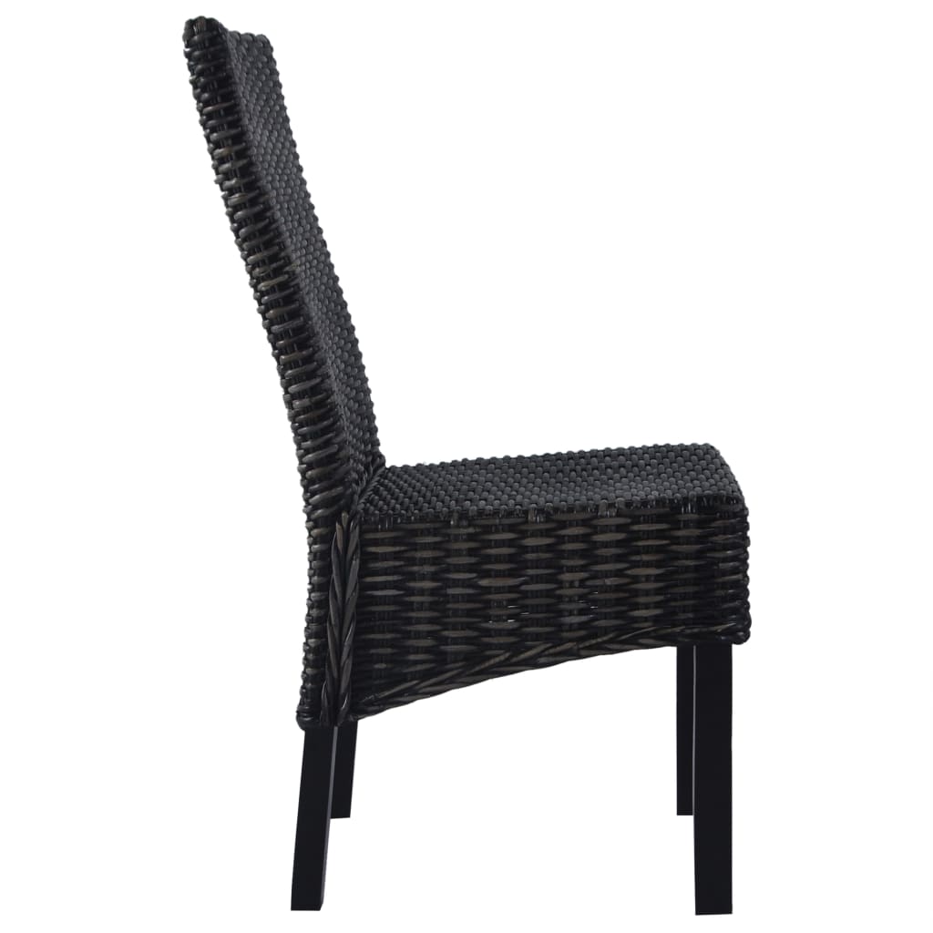 Sedie Da Pranzo 6 Pz Nere In Rattan Kubu E Legno Di Mango