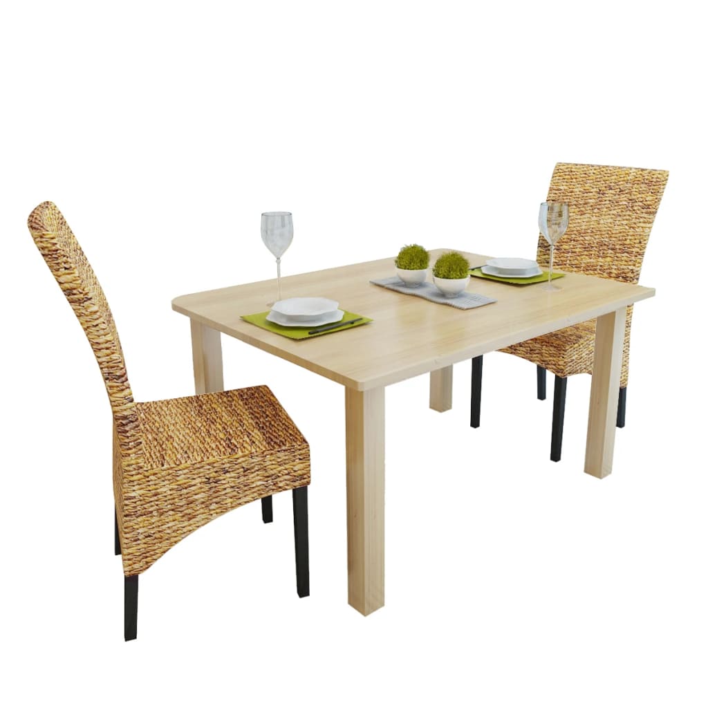 Sedie Da Pranzo 2 Pz In Abaca E Legno Massello Di Mango