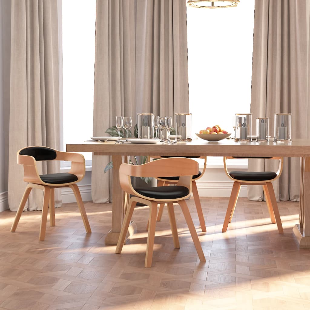 Sedie Da Pranzo 4 Pz Nere In Legno Curvato E Similpelle