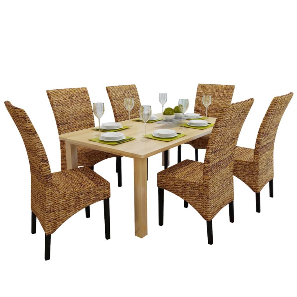 Sedie Da Pranzo 6 Pz In Abaca E Legno Massello Di Mango