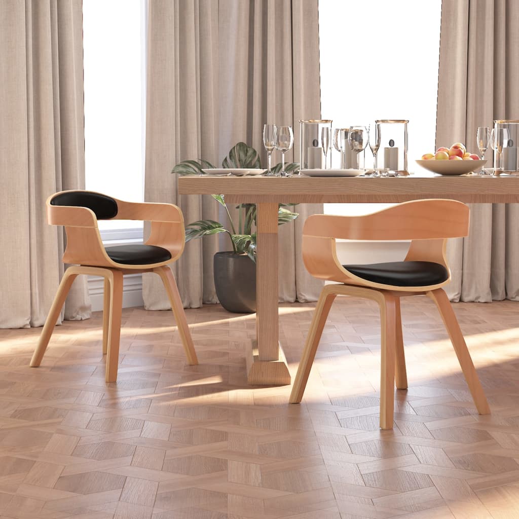 Sedie Da Pranzo 2 Pz Nere In Legno Curvato E Similpelle