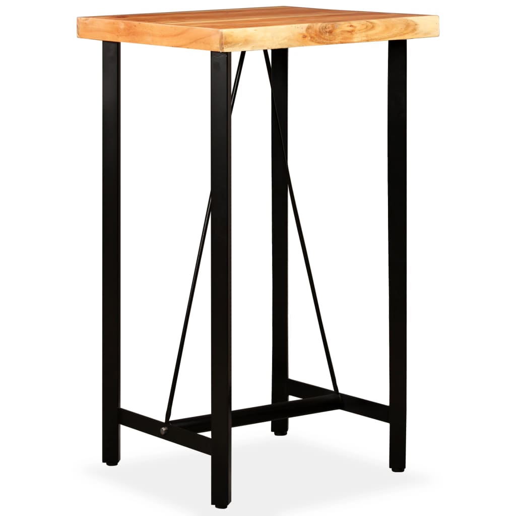 Set Da Bar 3 Pz In Legno Massello Acacia In Pelle Vera E Tela