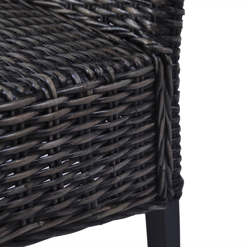 Sedie Da Pranzo 4 Pz Nere In Rattan Kubu E Legno Di Mango - Image 5