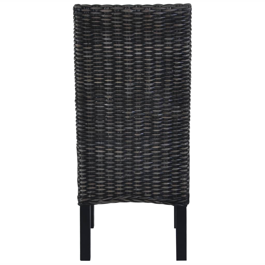 Sedie Da Pranzo 4 Pz Nere In Rattan Kubu E Legno Di Mango - Image 4