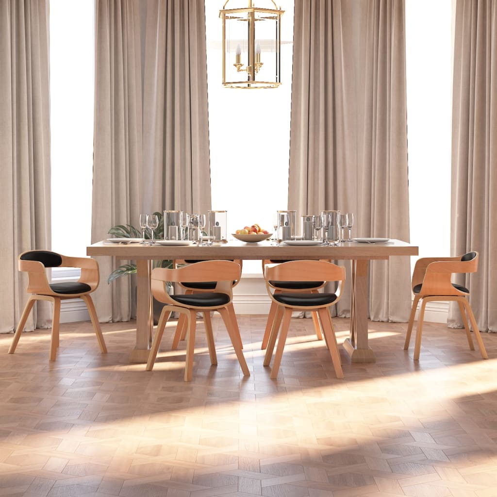 Sedie Da Pranzo 6 Pz Nere In Legno Curvato E Similpelle