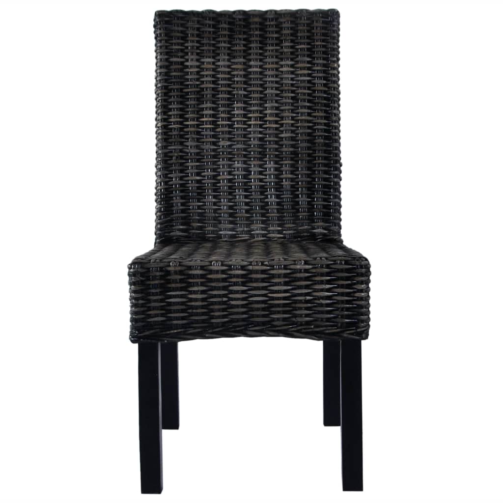 Sedie Da Pranzo 4 Pz Nere In Rattan Kubu E Legno Di Mango - Image 3