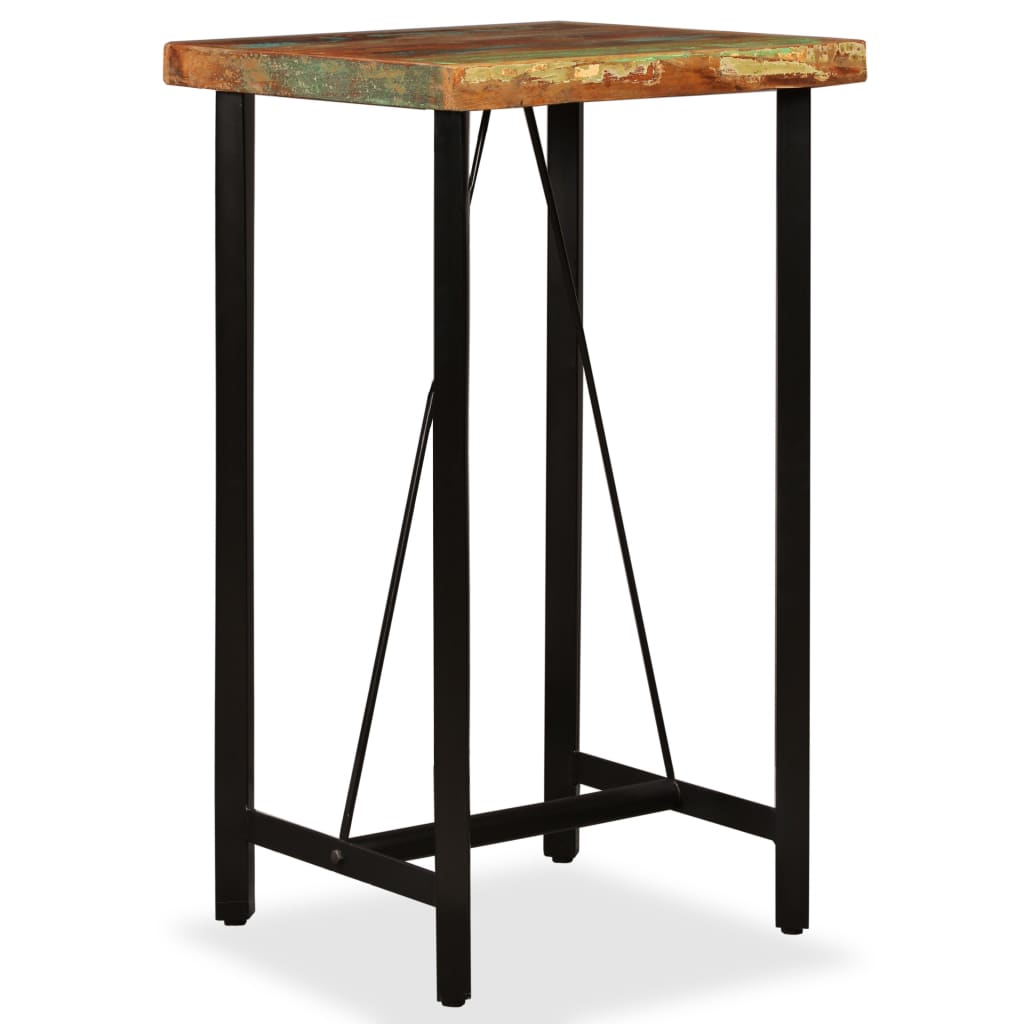 Set Da Bar 3 Pz Legno Massello Di Recupero Vera Pelle E Tessuto