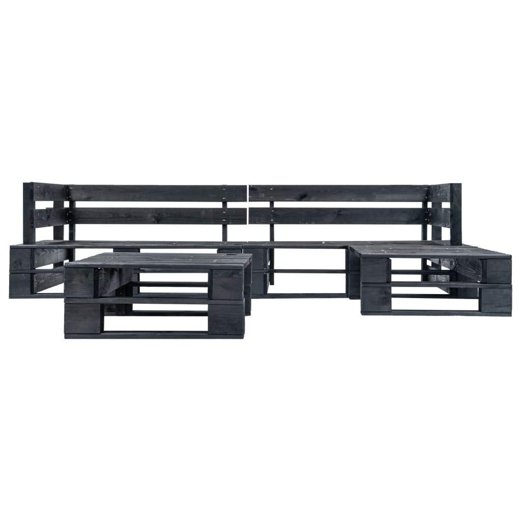 Divani Da Giardino Su Pallet 4 Pz Neri In Legno