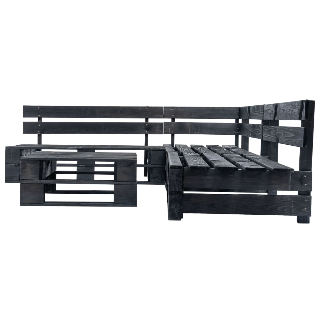 Divani Da Giardino Su Pallet 4 Pz Neri In Legno