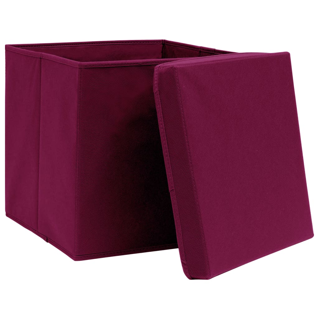 Contenitori Con Coperchi 4 Pz 28x28x28 Cm Rosso Scuro - Image 3