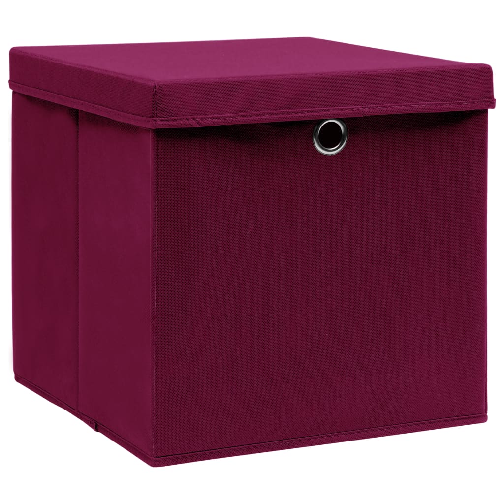 Contenitori Con Coperchi 4 Pz 28x28x28 Cm Rosso Scuro