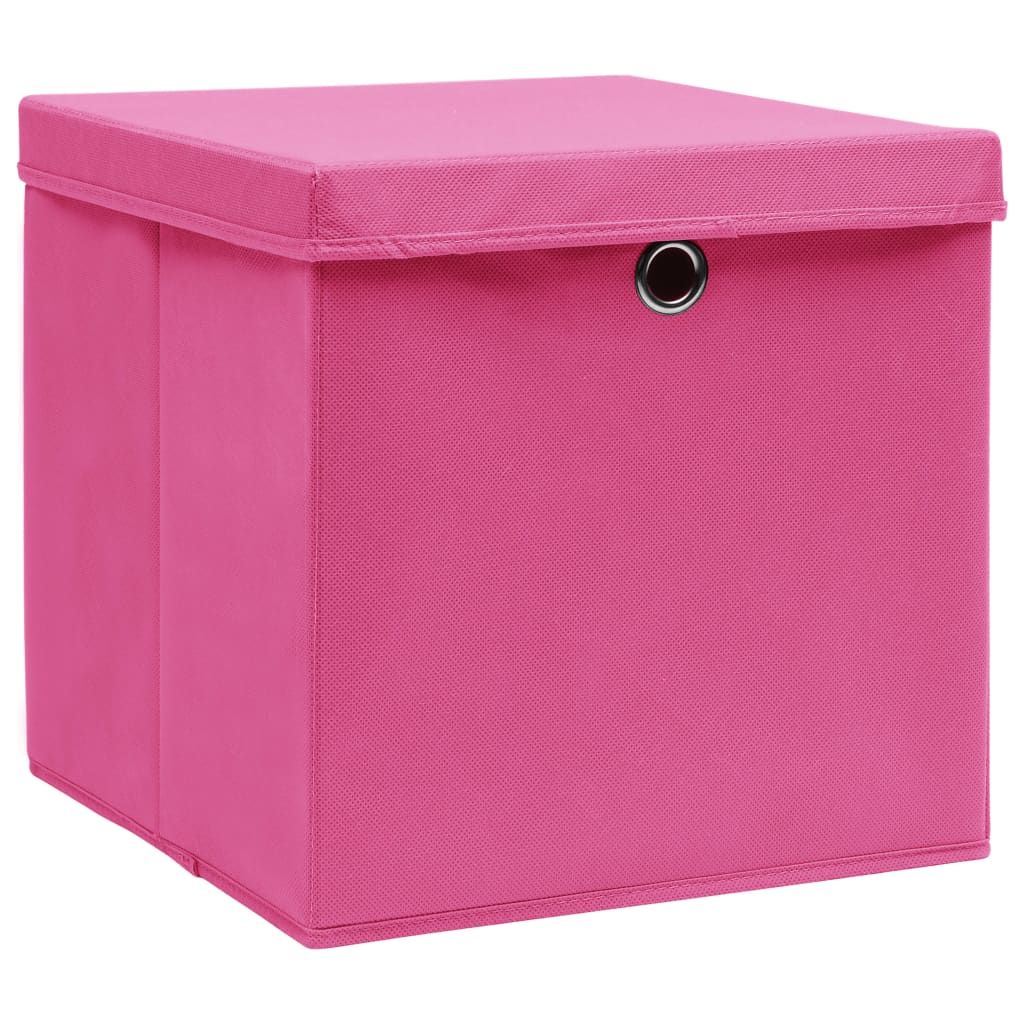 Contenitori Con Coperchi 4 Pz 28x28x28 Cm Rosa