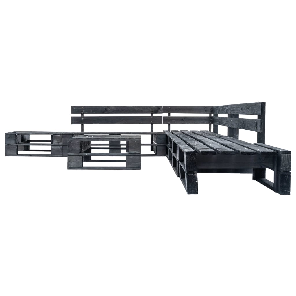 Divani Da Giardino Su Pallet 6 Pz Neri In Legno
