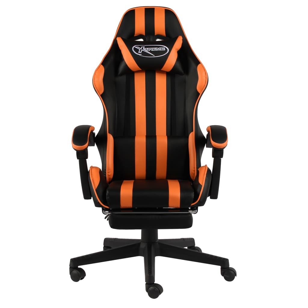 Sedia Da Gaming Con Poggiapiedi Nero E Arancione In Similpelle
