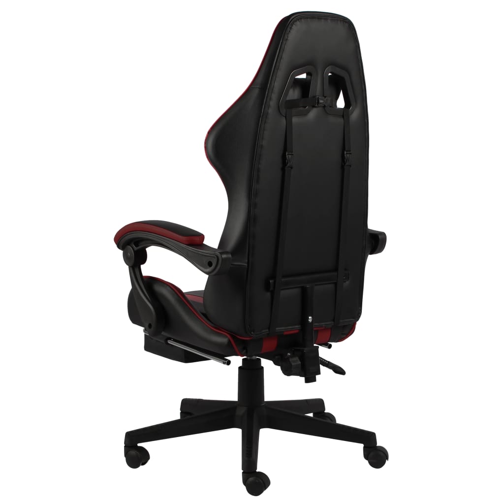 Sedia Da Gaming Con Poggiapiedi Nero E Rosso Vino In Similpelle - Image 3
