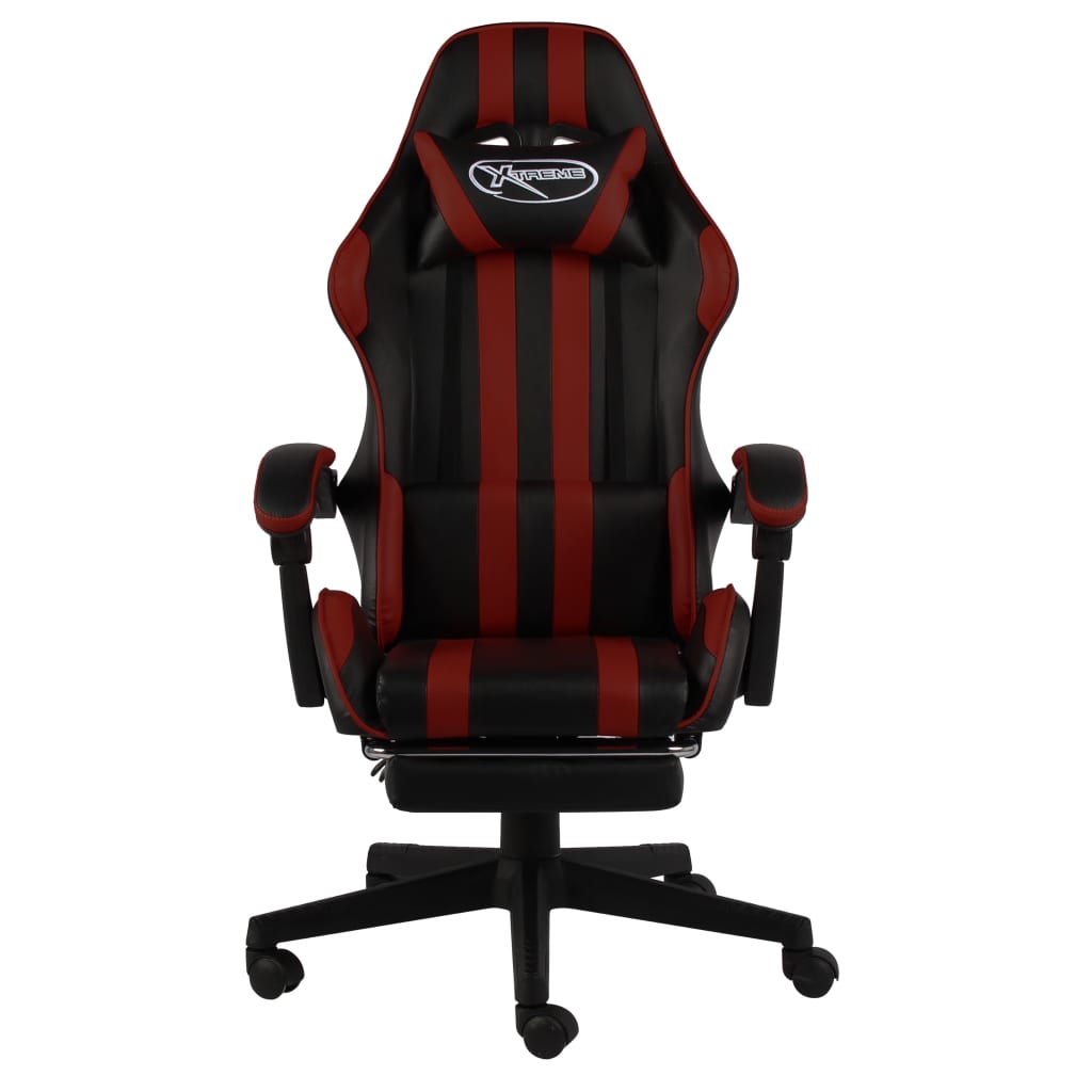 Sedia Da Gaming Con Poggiapiedi Nero E Rosso Vino In Similpelle