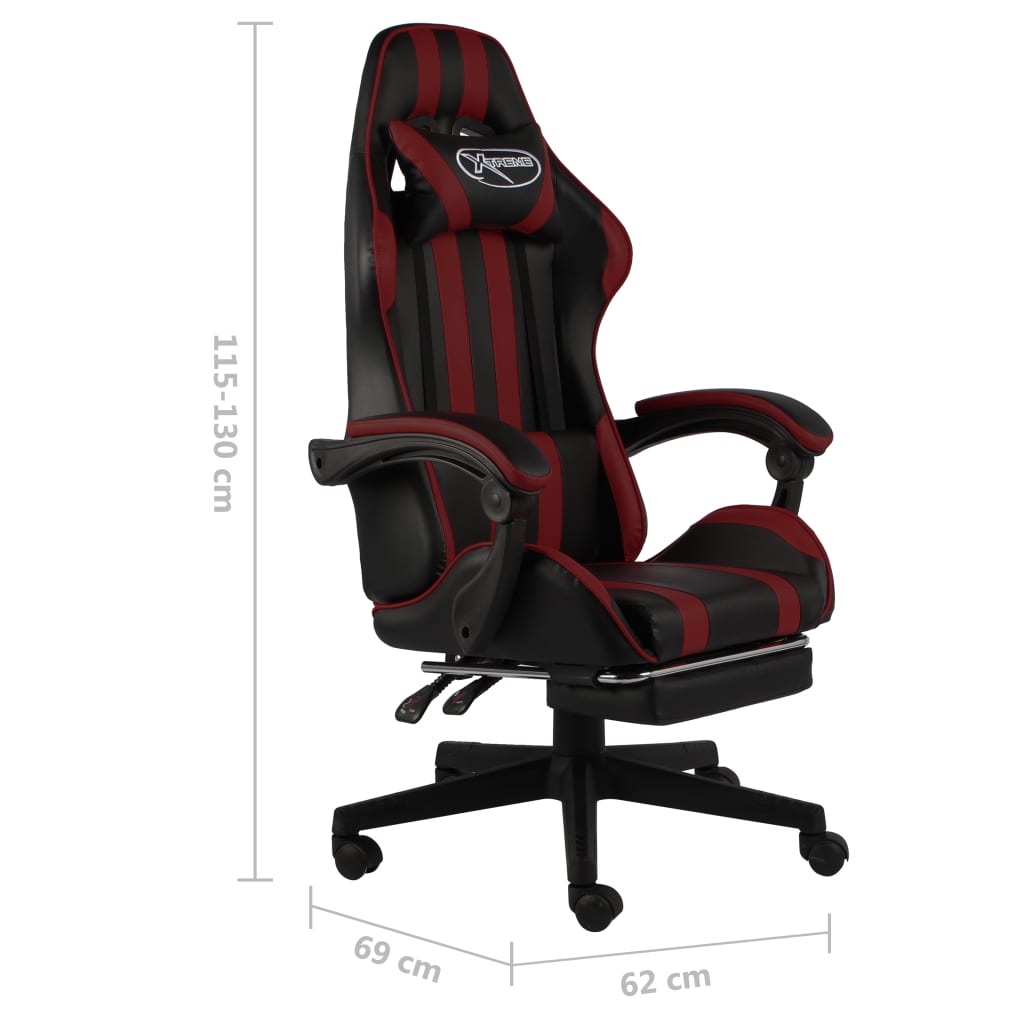 Sedia Da Gaming Con Poggiapiedi Nero E Rosso Vino In Similpelle - Image 5