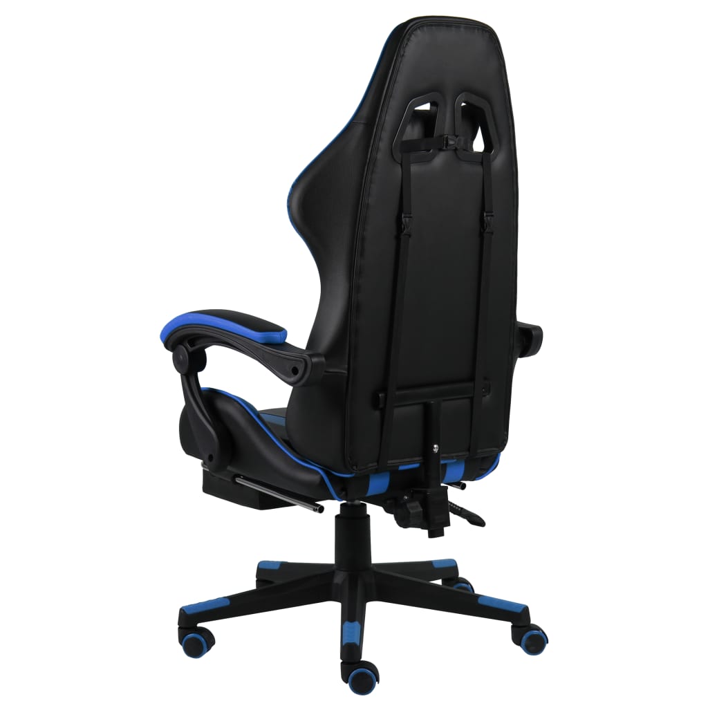 Sedia Da Gaming Con Poggiapiedi Blu E Nera In Similpelle - Image 3