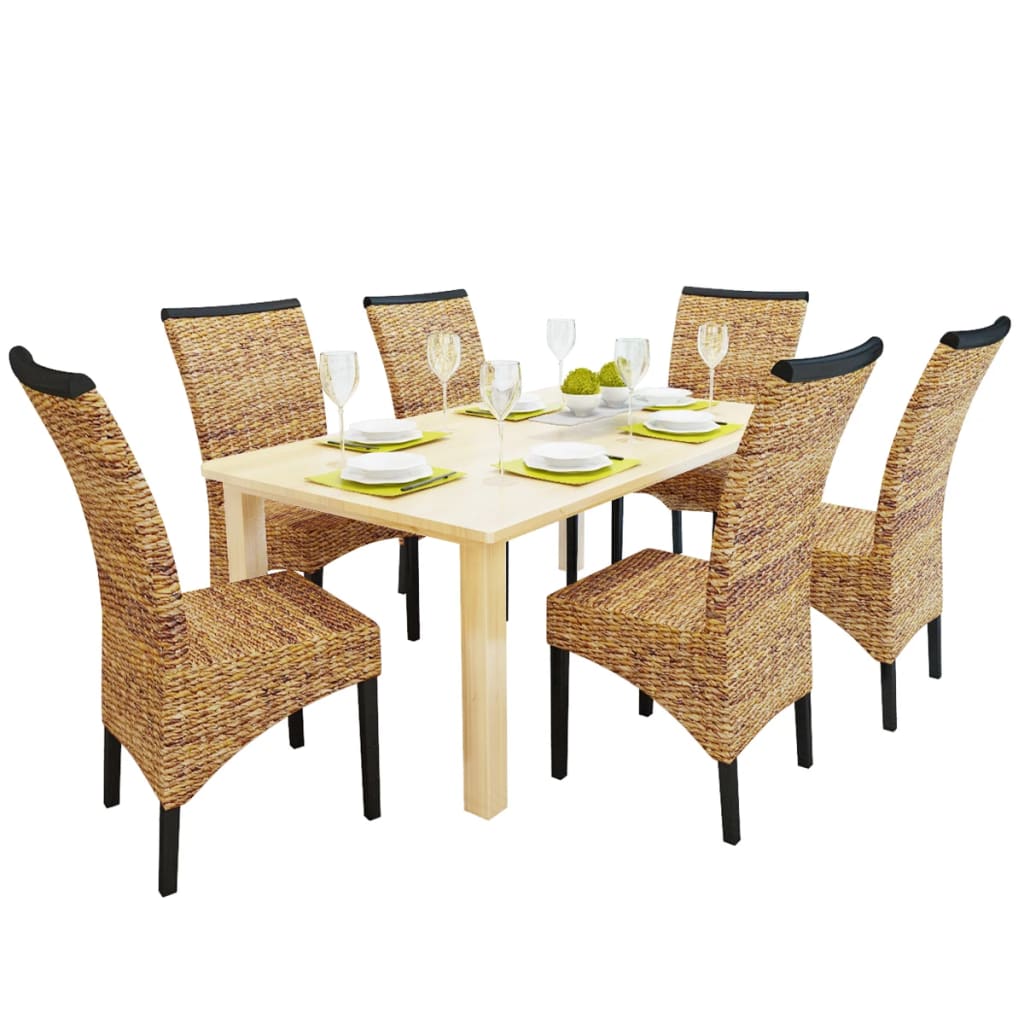 Sedie Da Pranzo 6 Pz In Abaca E Legno Massello Di Mango