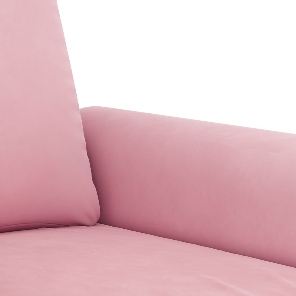 Set Di Divani 2 Pz Con Cuscini Rosa In Velluto - Image 4