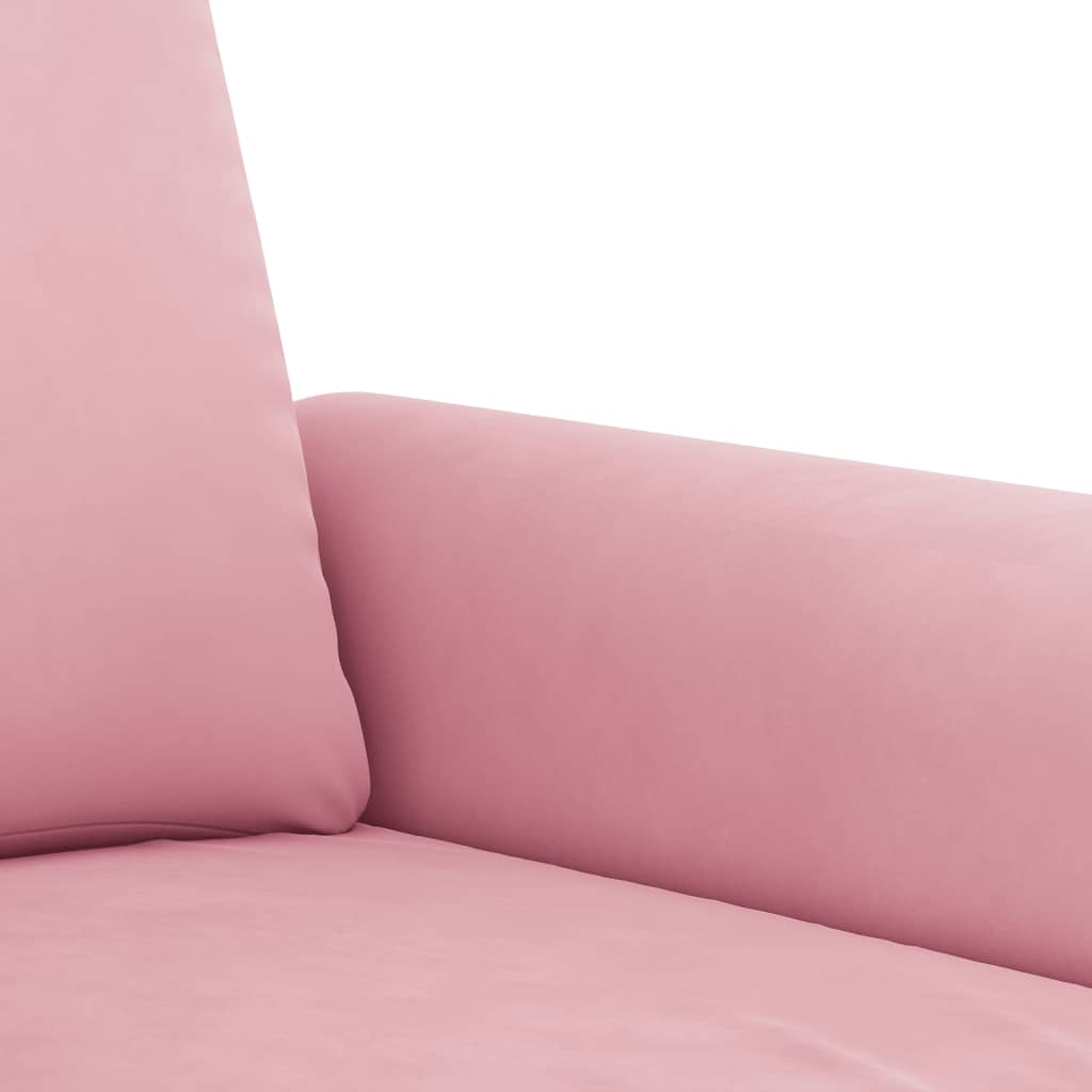 Set Di Divani 2 Pz Con Cuscini Rosa In Velluto - Image 5