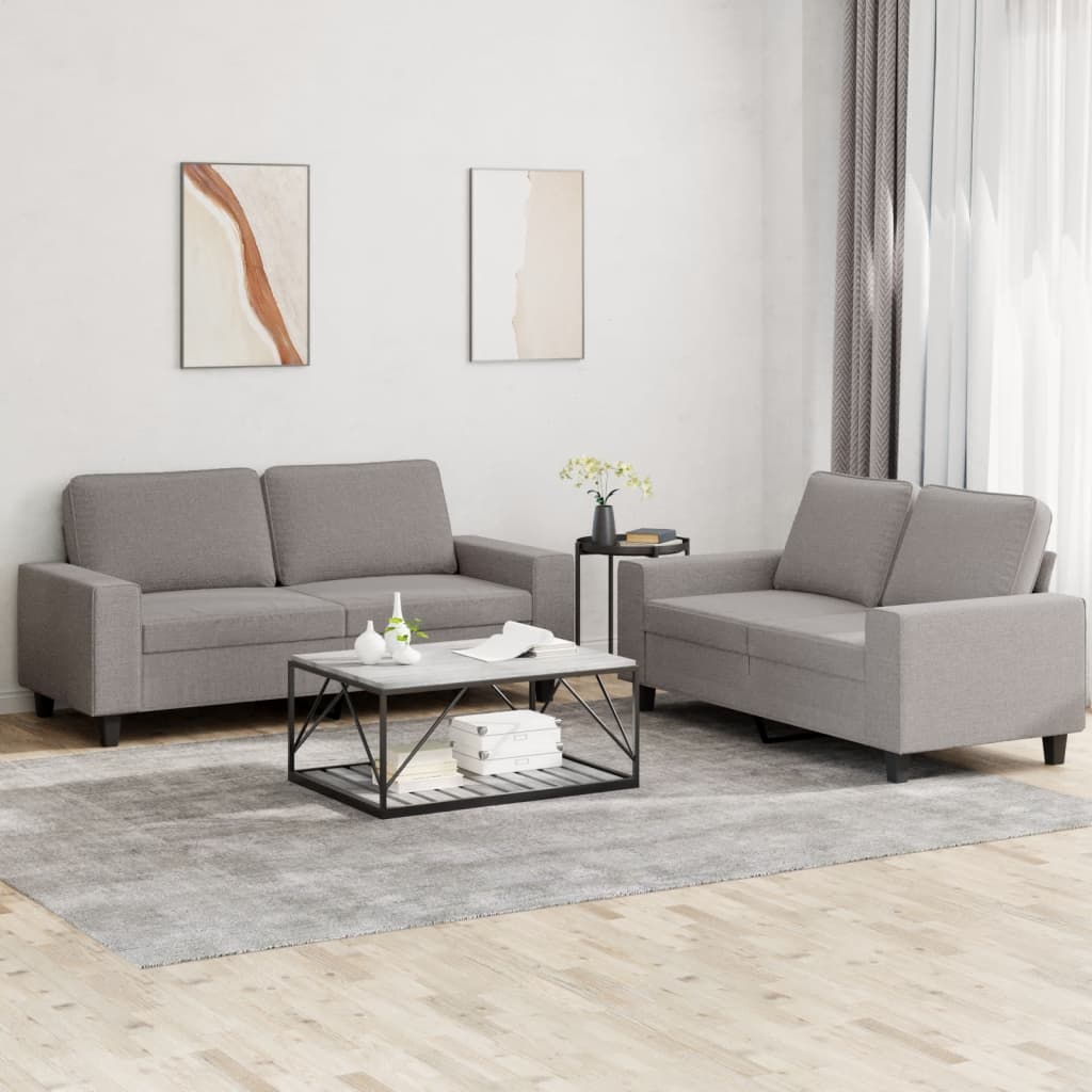 Set Di Divani 2 Pz Tortora In Tessuto