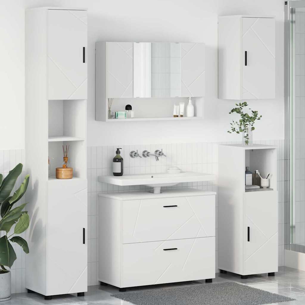 Set Di Mobili Per Il Bagno Con Cassetto Con Porta 5 Pcs Bianco