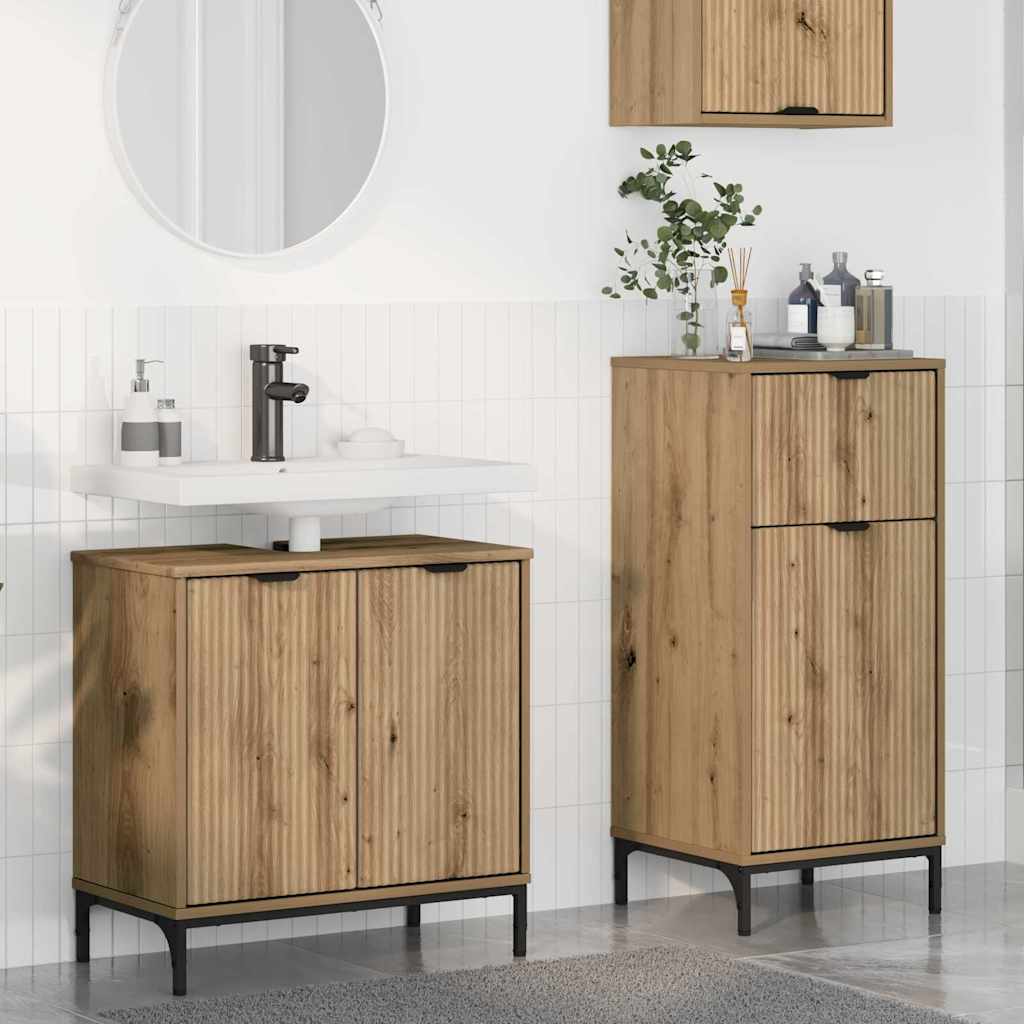 Set Di Mobili Per Il Bagno Con Porta 2 Pcs Rovere Artigianale