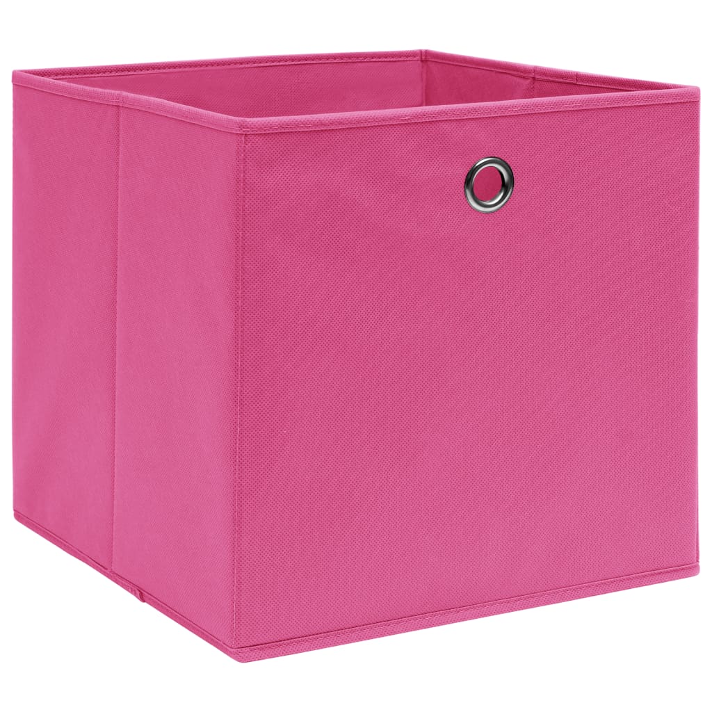 Scatole Portaoggetti Con Coperchi 4pz Rosa 32x32x32 Cm Tessuto