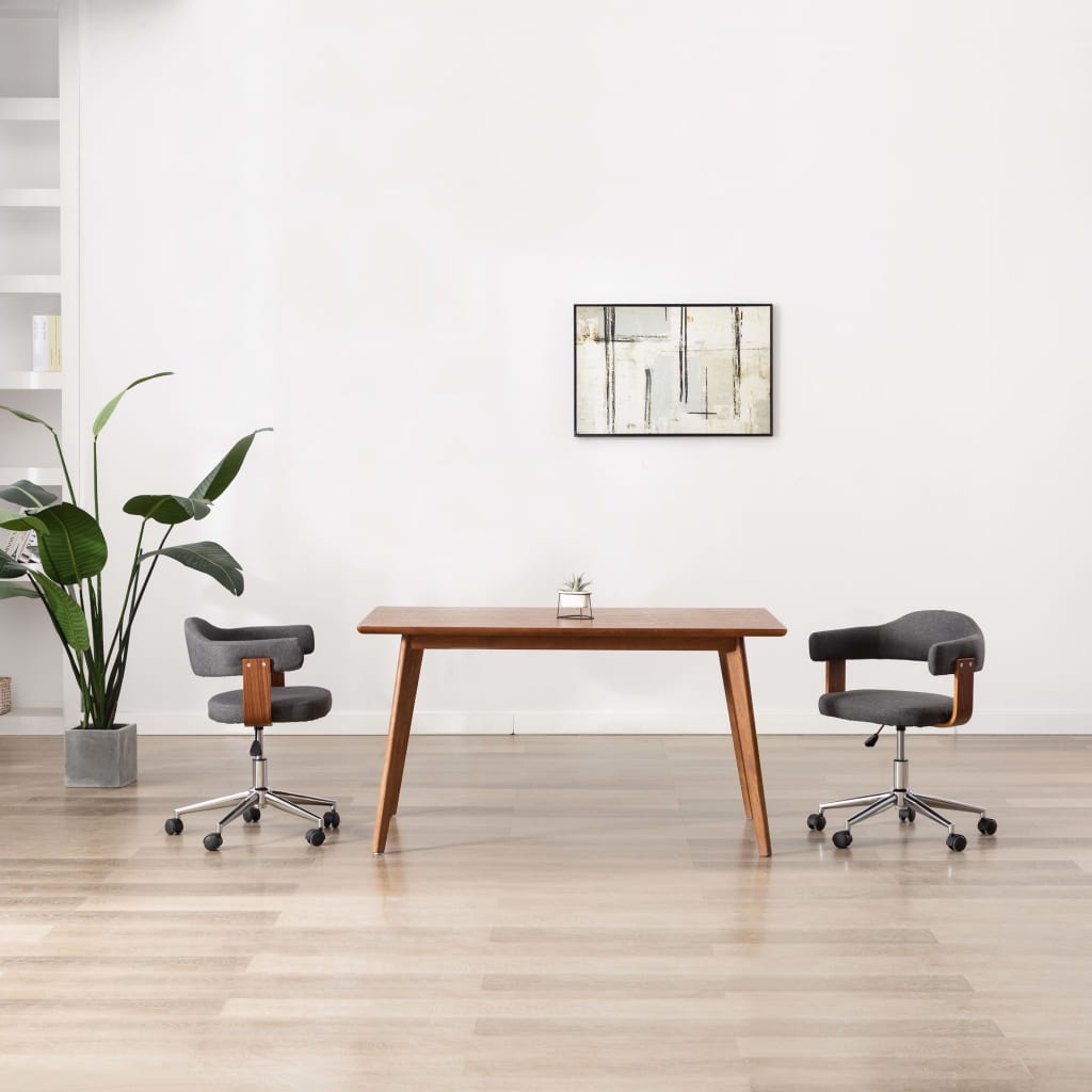 Sedie Da Pranzo Girevoli 2 Pz Legno Curvato E Tessuto Grigio