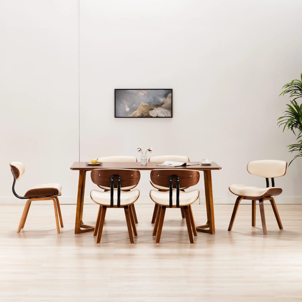 Sedie Da Pranzo 6 Pz Crema In Legno Piegato E Similpelle