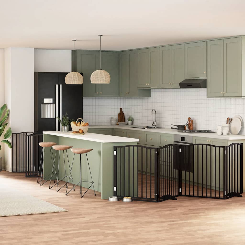 Cancello Cani Porta Pieghevole Nero 12 Pannelli 960 Cm Pioppo