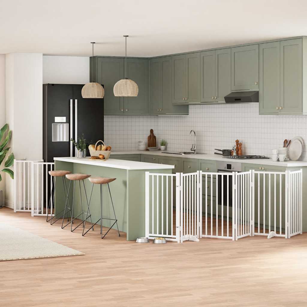 Cancello Cani Porta Pieghevole Bianco 12 Pannelli 600 Cm Pioppo